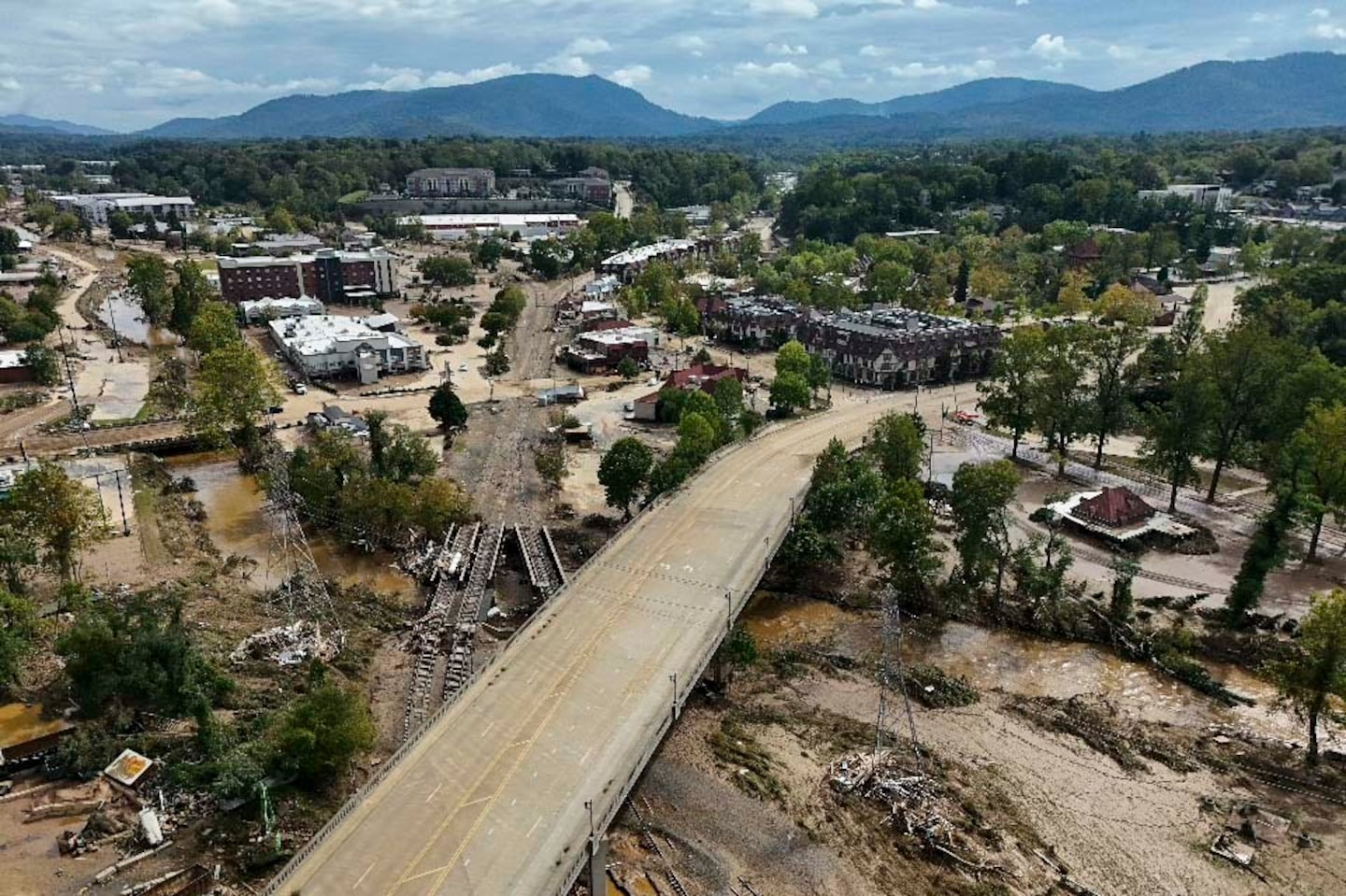 Debris is seen in the aftermath of Hurricane Helene, Sept. 30, in Asheville, N.C.