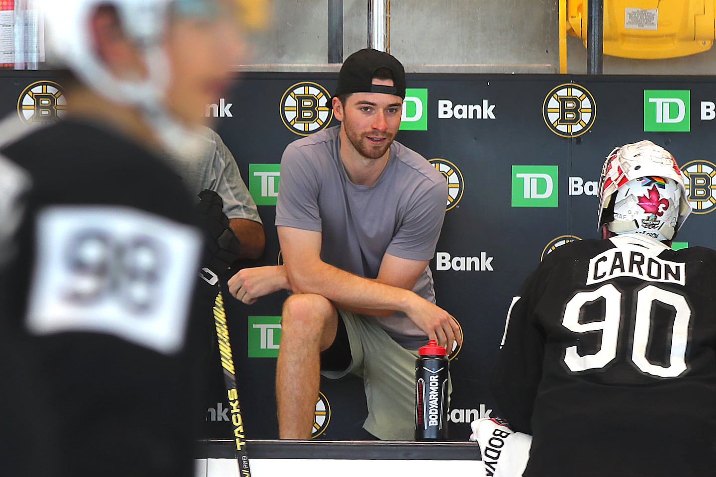 Goalie Jeremy Swayman attended the Bruins' rookie development camp in July.