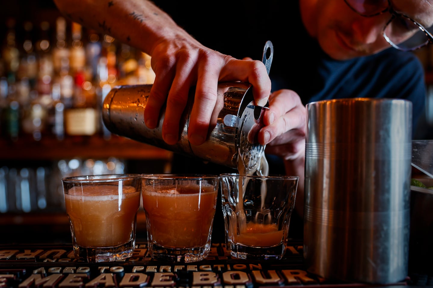 A bartender made a drink.