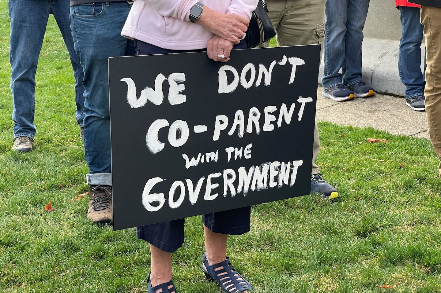 Supporters of the bill rallied at the State House in Concord in April 2023, before a legislative committee hearing.