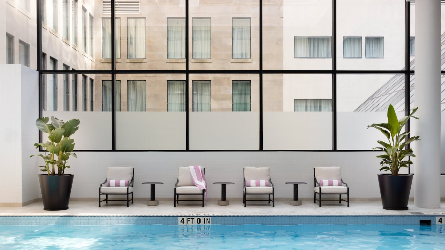 The pool at the Langham Boston. The hotel was named the best in Boston by readers of Condé Nast Traveler.