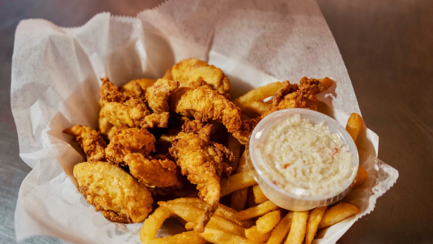 A basket of chicken tenders and french fries at Goldenrod in Manchester, N.H.