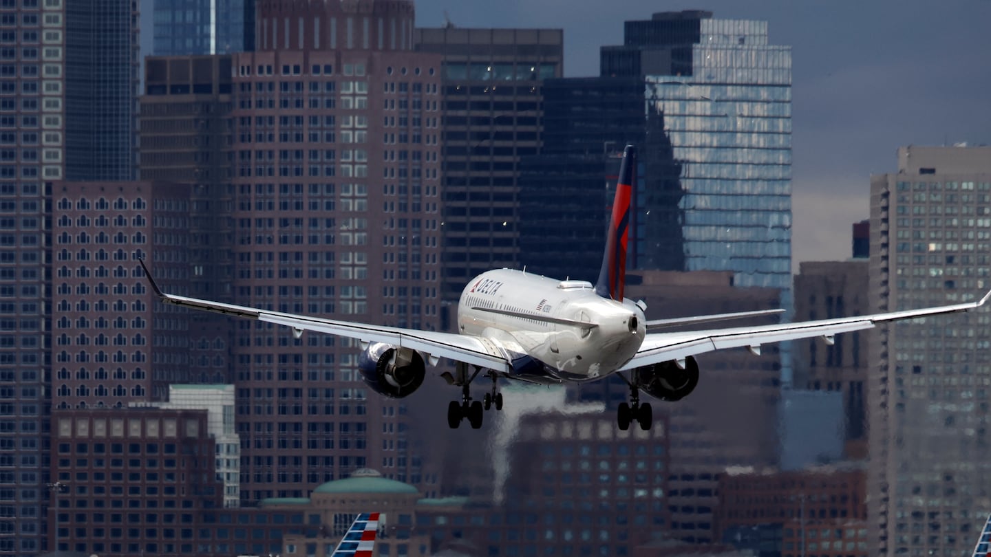 A Delta Air Lines plane landed at Logan Airport.