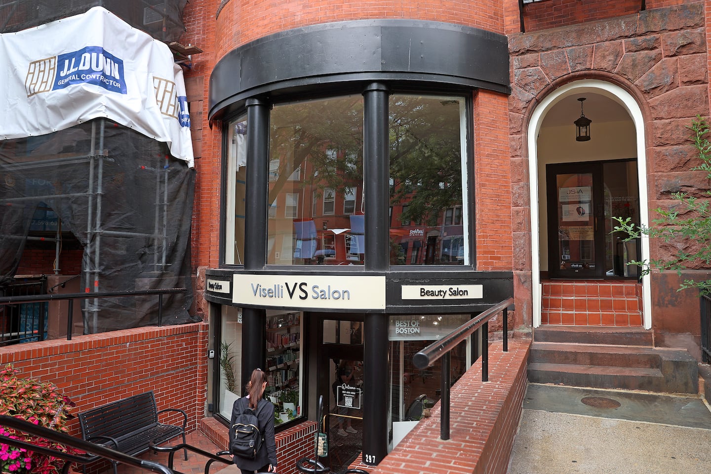 The first floor of 297 Newbury (above the salon seen here in photo ) is where  Ember Gardens, a new cannabis dispensary, is expected to go.