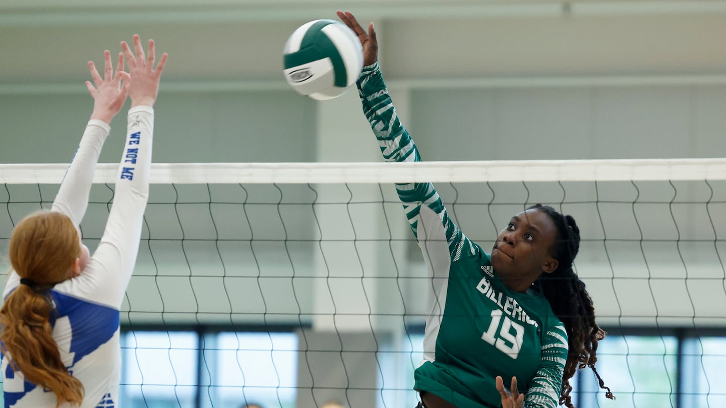 The state's pentathlon winner at the Meet of Champions, Billerica senior Nyrah Joseph puts her jumping ability to work at the net for unbeaten Billerica.