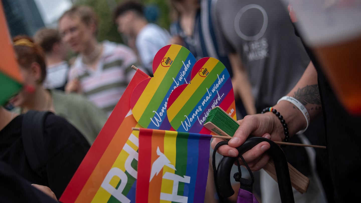 A participant took part in the annual Christopher Street Day Gay Pride march, in Berlin, Germany, on July 27.