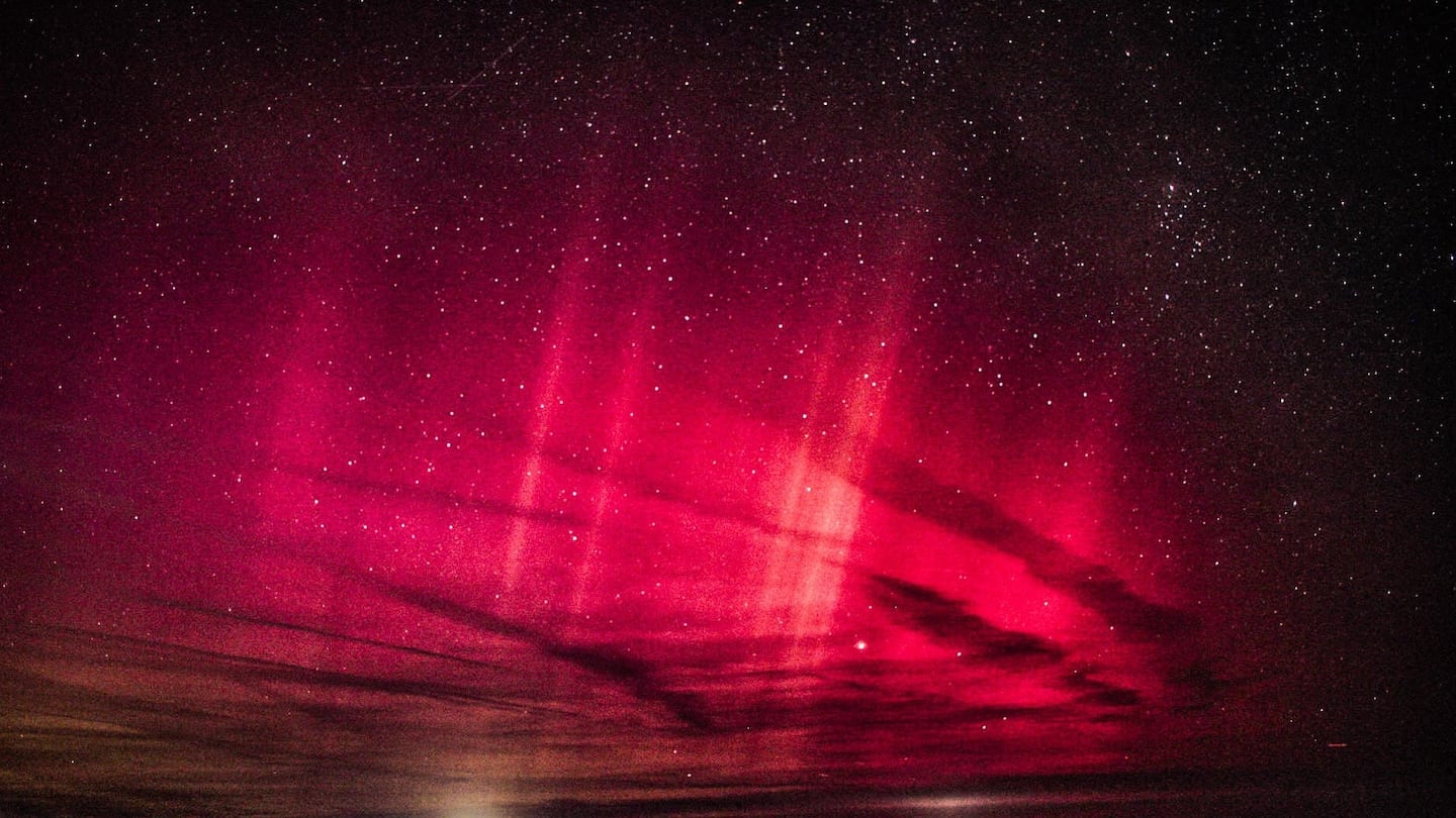 The Northern Lights photographed at East Sandwich Beach in East Sandwich, Mass., on Cape Cod, Sunday night.