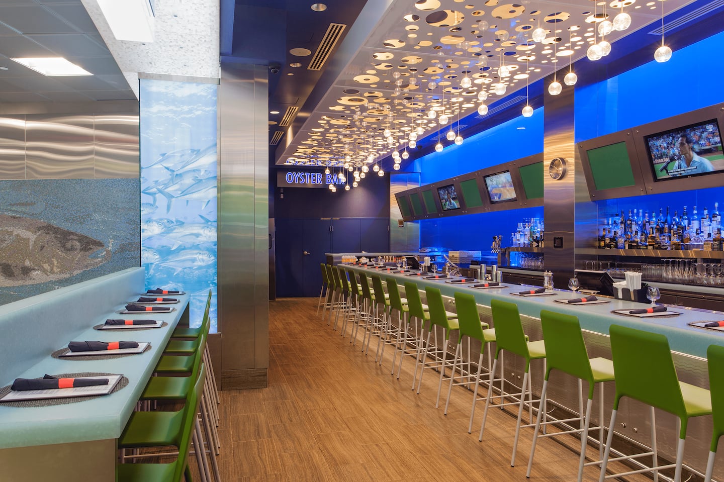 An empty Legal Sea Foods in Terminal C at Logan International Airport. The restaurant did not specify the exact location of the Boston restaurant where the patron claimed her drink was tampered with.