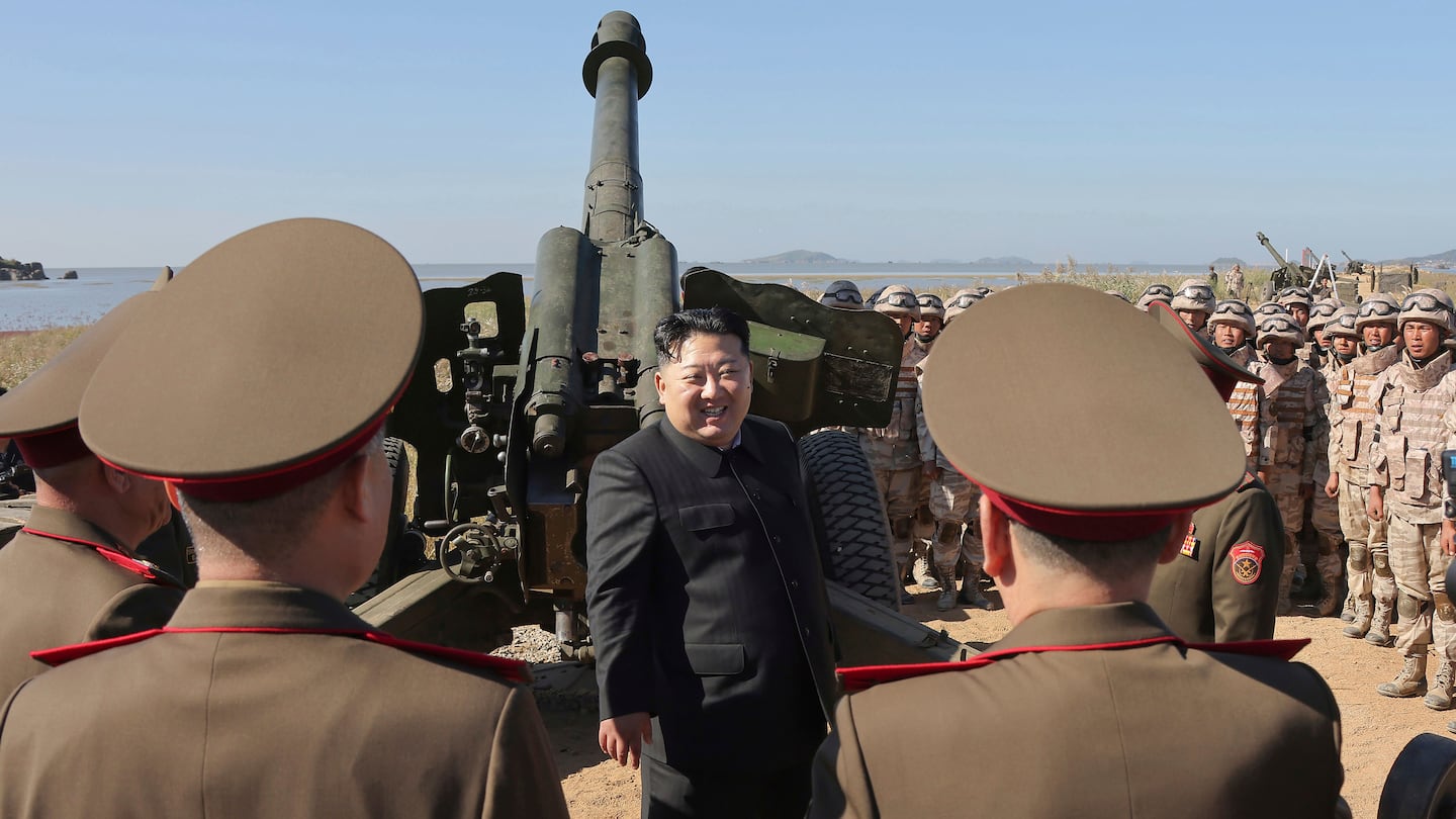 North Korean leader Kim Jong Un visits to watch an artillery exercise at an undisclosed place in North Korea.