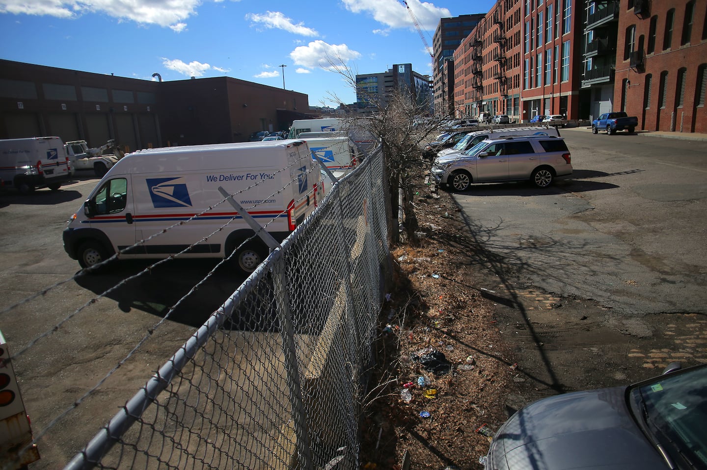 United States Postal Service vehicles in Boston.