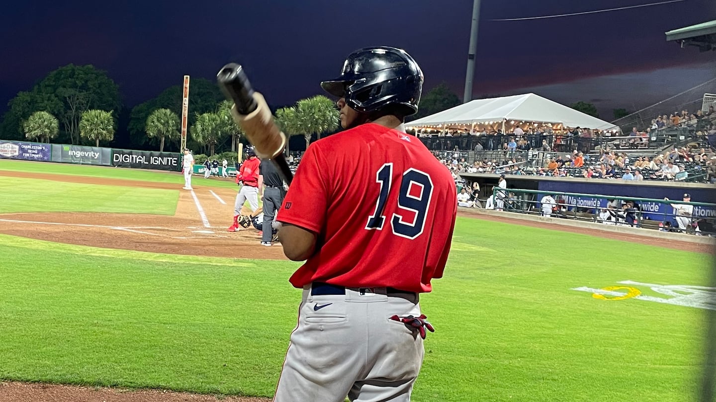 Brainer Bonaci, shown with the Salem Red Sox in 2022, signed with the Red Sox organization in 2018.