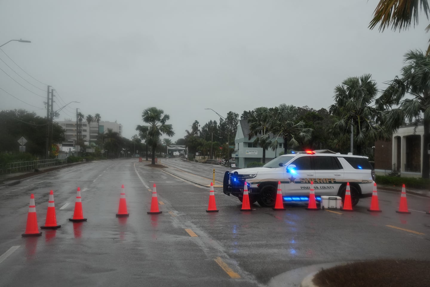 A crossing from Largo to Indian Rocks Beach on the Gulf of Mexico is closed ahead of Hurricane Milton's expected landfall tonight.