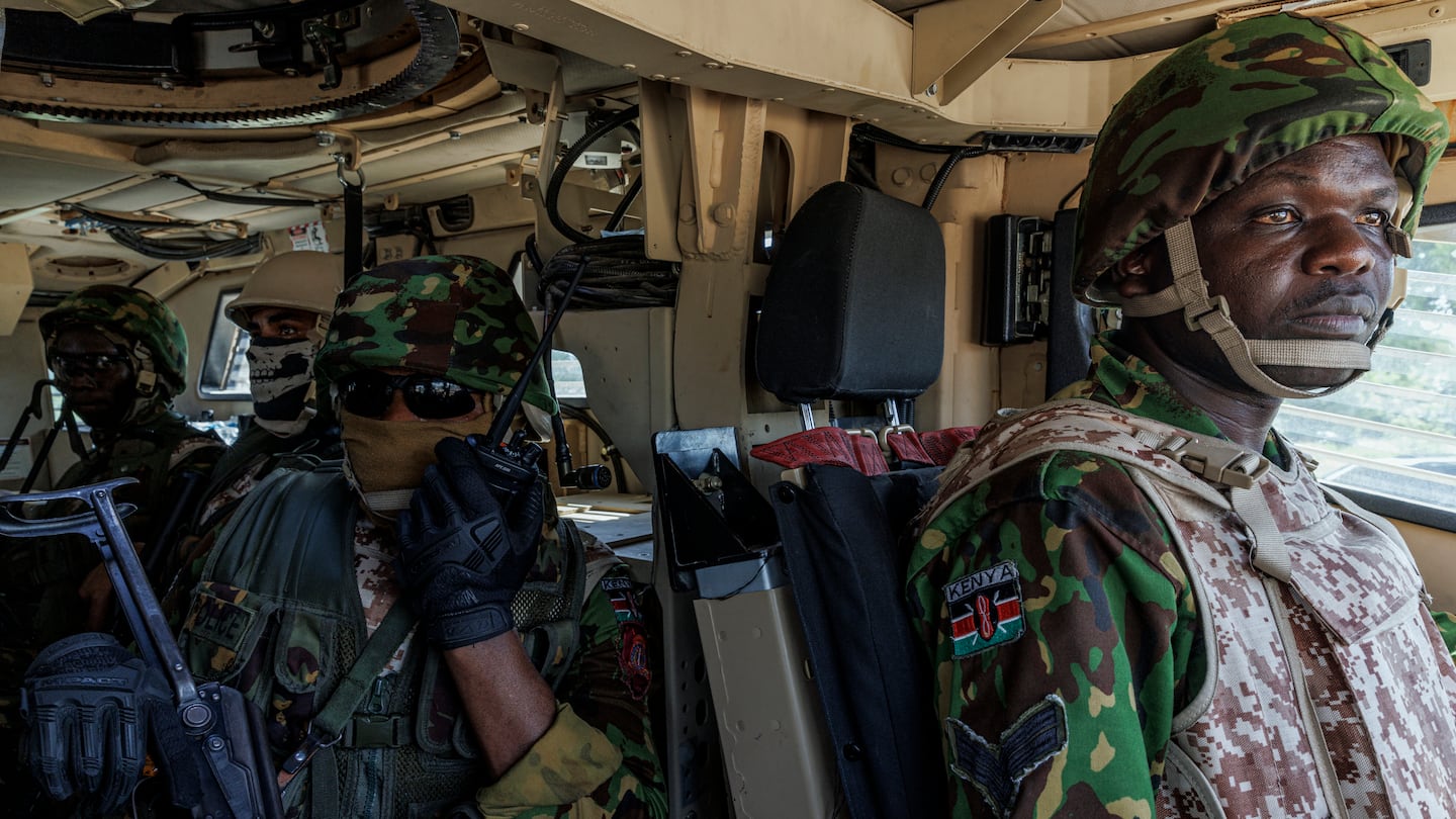 Kenyan police drove in an armored personnel carrier patrol in Port-au-Prince, Haiti, in late September.