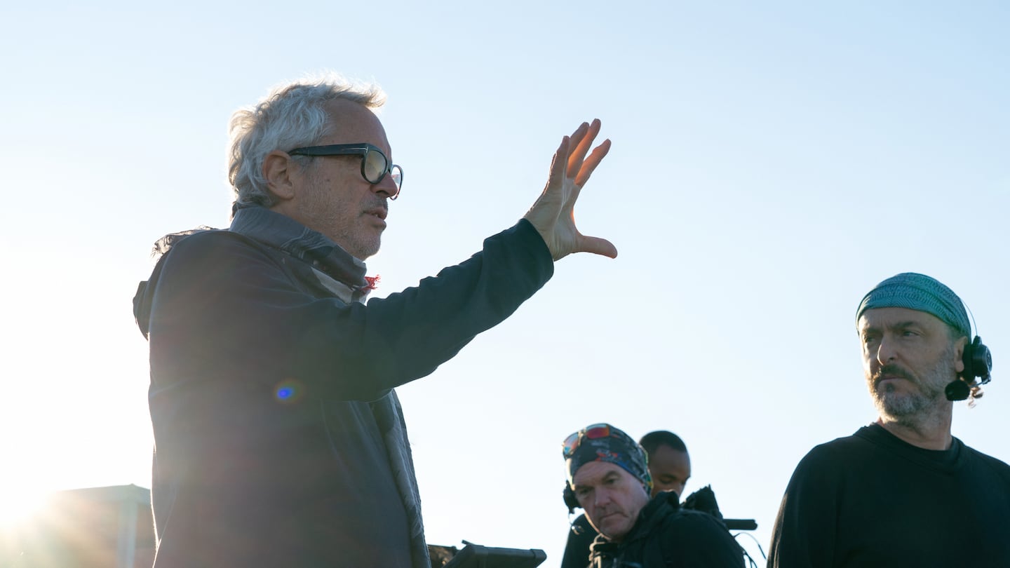 Writer, executive producer, and director Alfonso Cuarón with executive producer and cinematographer Emmanuel “Chivo” Lubezki, on location in Forte dei Marmi, Italy.