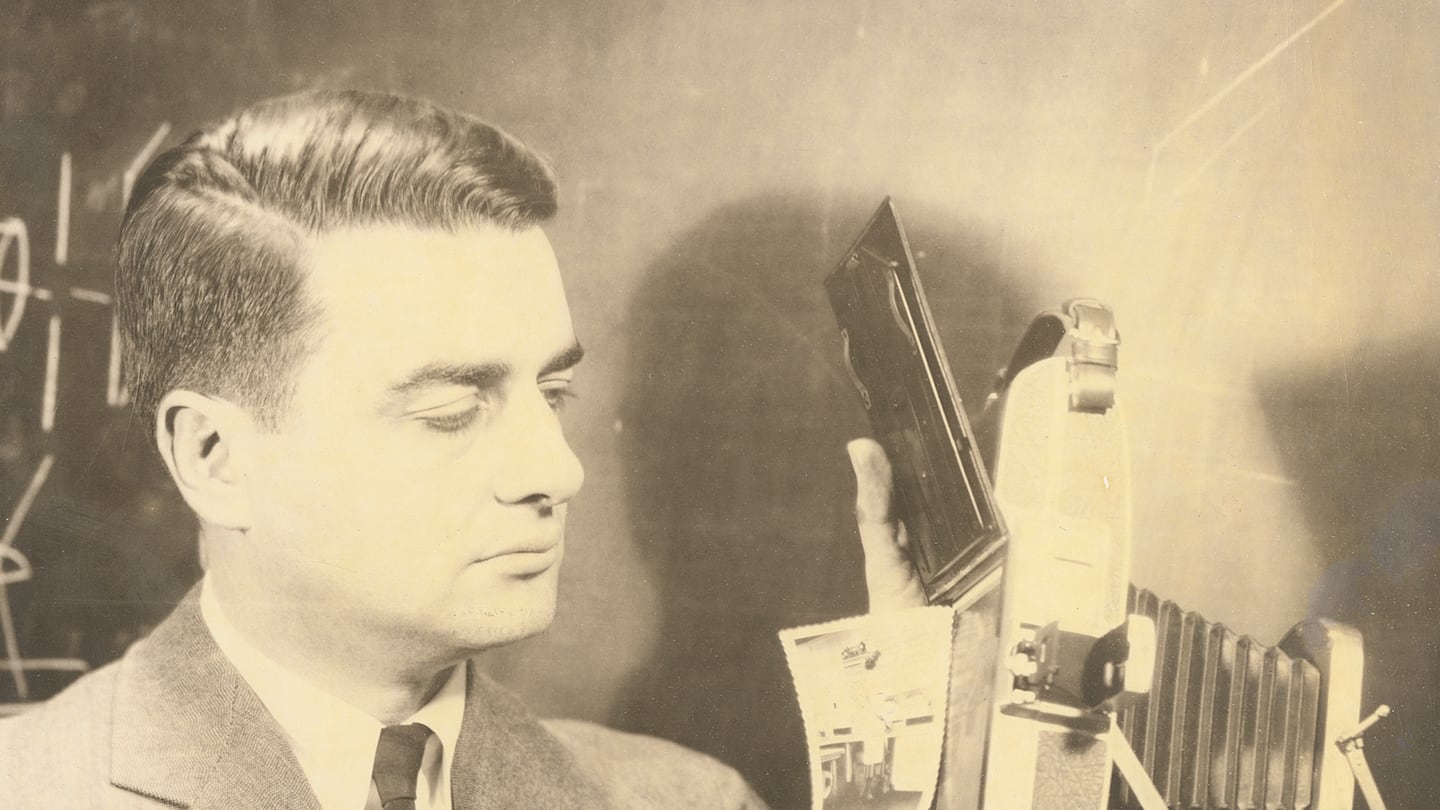 Edwin Land with Polaroid Land Camera, 1947.