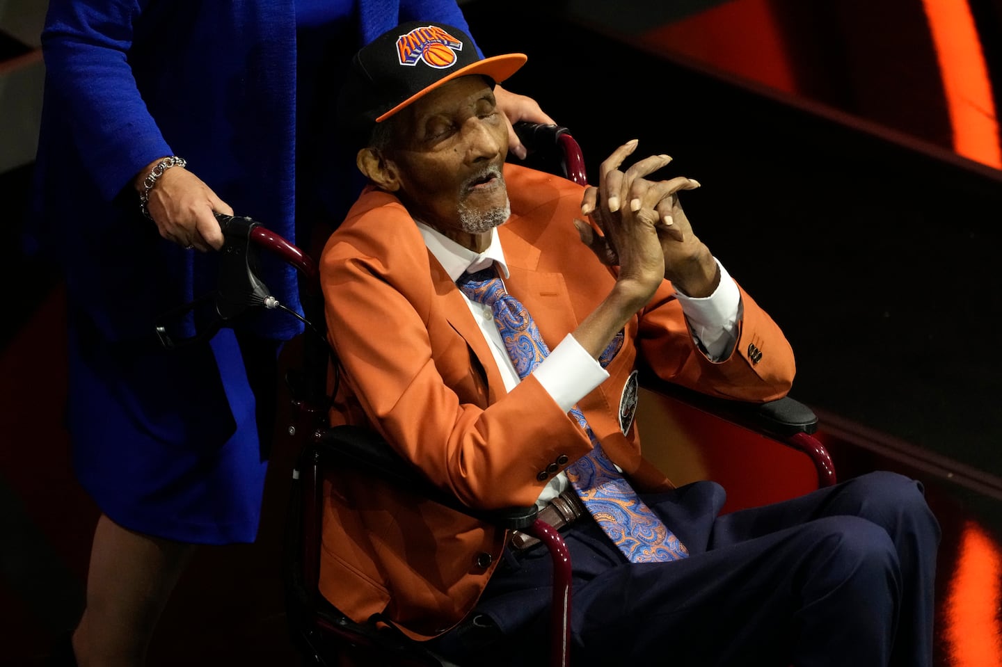 Dick Barnett, 88, was on stage to be honored with Hall of Fame induction, and a previously recorded message from the Knicks great was shown to the crowd.