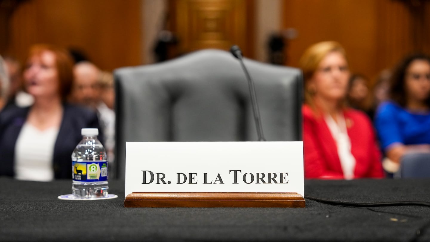 The witness chair designated for Steward Health Care System CEO Dr. Ralph de la Torre was empty on Sept. 12 when he failed to comply with a subpoena to testify before the Senate Health, Education, Labor, and Pensions Committee in Washington.