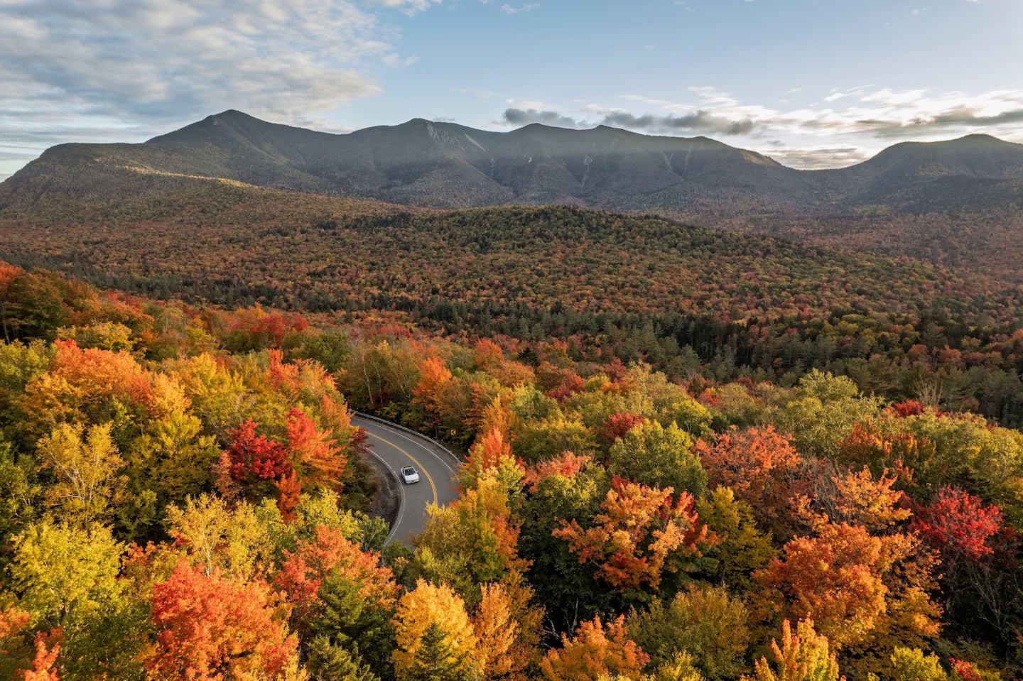 The Kancamagus Highway in peak foliage season.