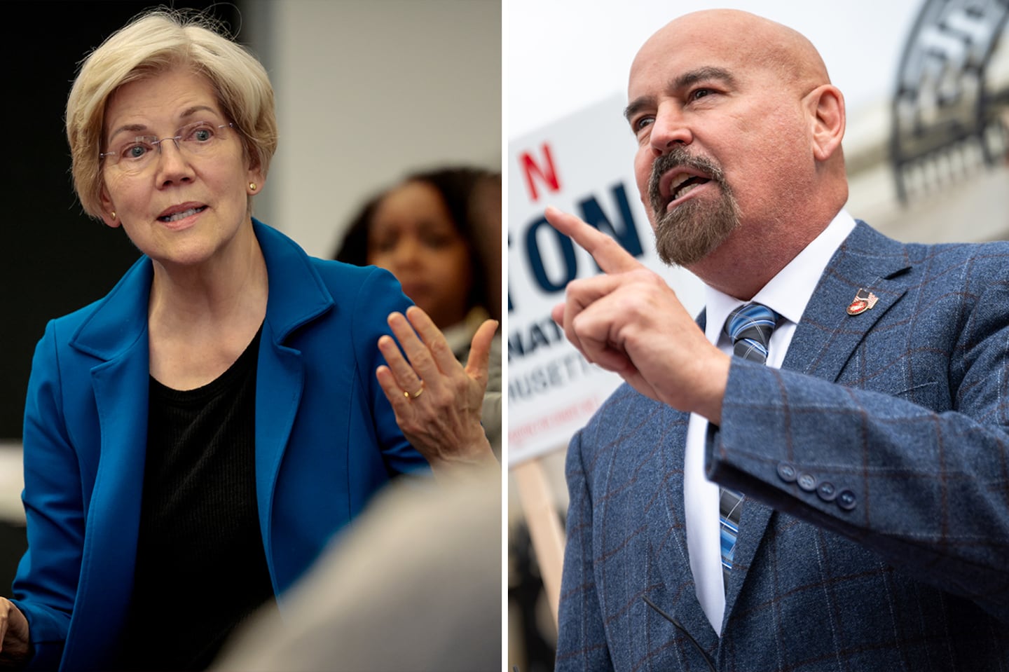 US Senator Elizabeth Warren and Republican John Deaton, who is looking to unseat her.