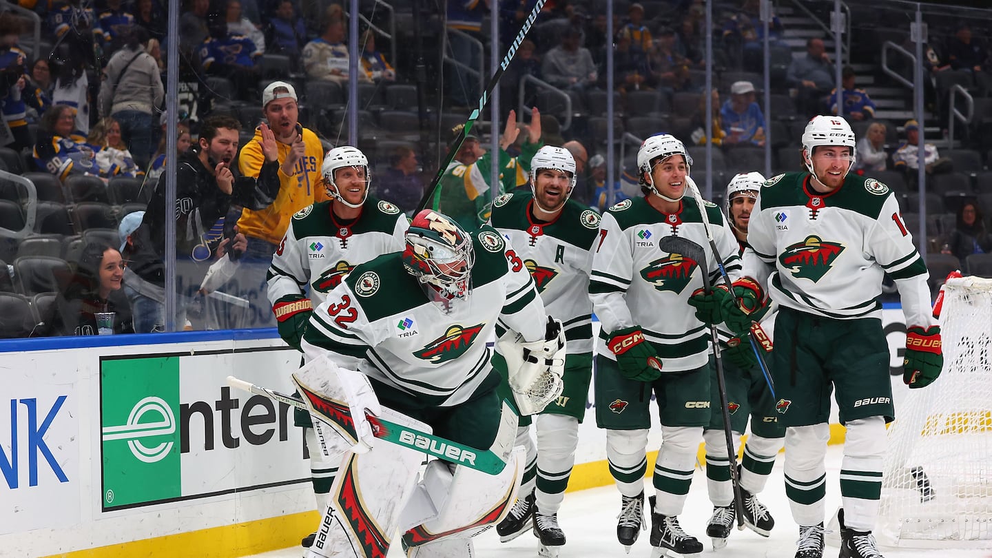 Goaltender Filip Gustavsson went wild after he scored against the Blues.