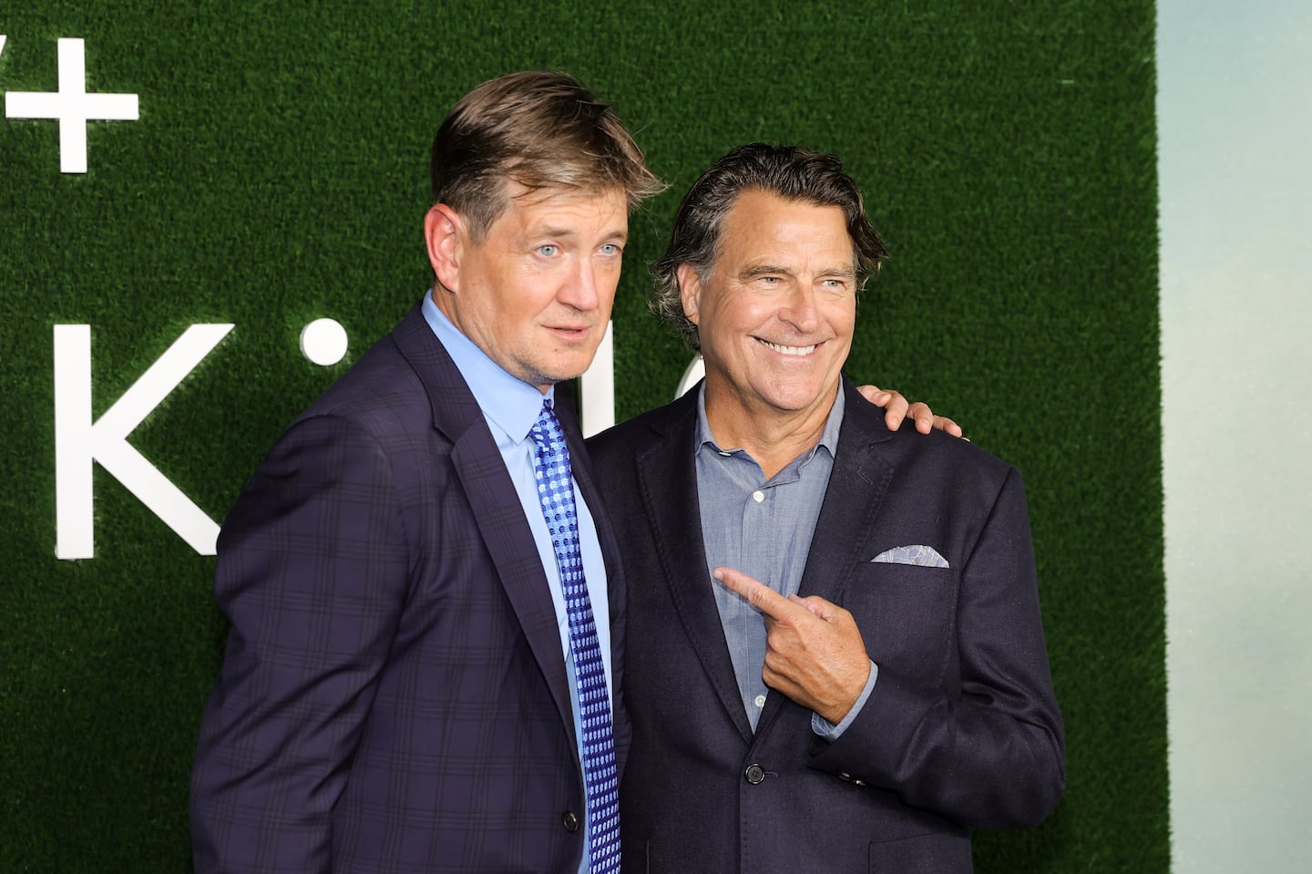 Bill Lawrence (left) and Ted McGinley attended the season two world premiere of Apple TV+'s "Shrinking" at Pacific Design Center on Oct. 8 in West Hollywood, Calif.