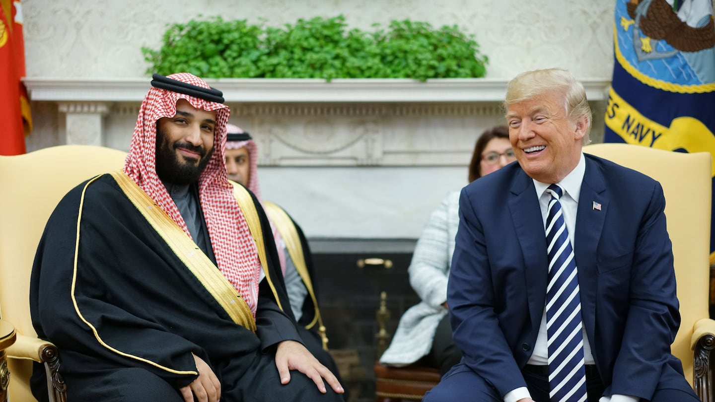 Donald Trump met with Saudi Arabia's Crown Prince Mohammed bin Salman in the Oval Office of the White House in Washington, D.C., March 20, 2018.