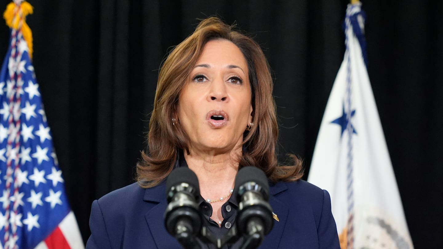 Vice President Kamala Harris speaks about the killing of Hamas' top leader Yahya Sinwar in a battle with Israeli forces in Gaza, Thursday, Oct. 17, 2024, following a campaign rally at the University of Wisconsin Milwaukee.