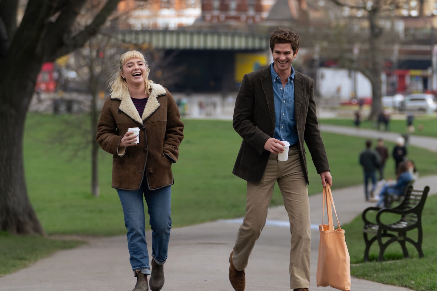 Florence Pugh and Andrew Garfield in "We Live in Time."