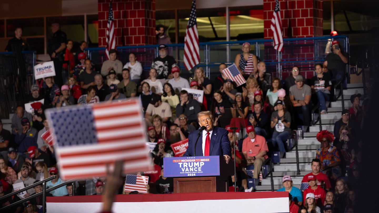 Former president Donald Trump at a campaign event in Saginaw, Mich., on Oct. 3.