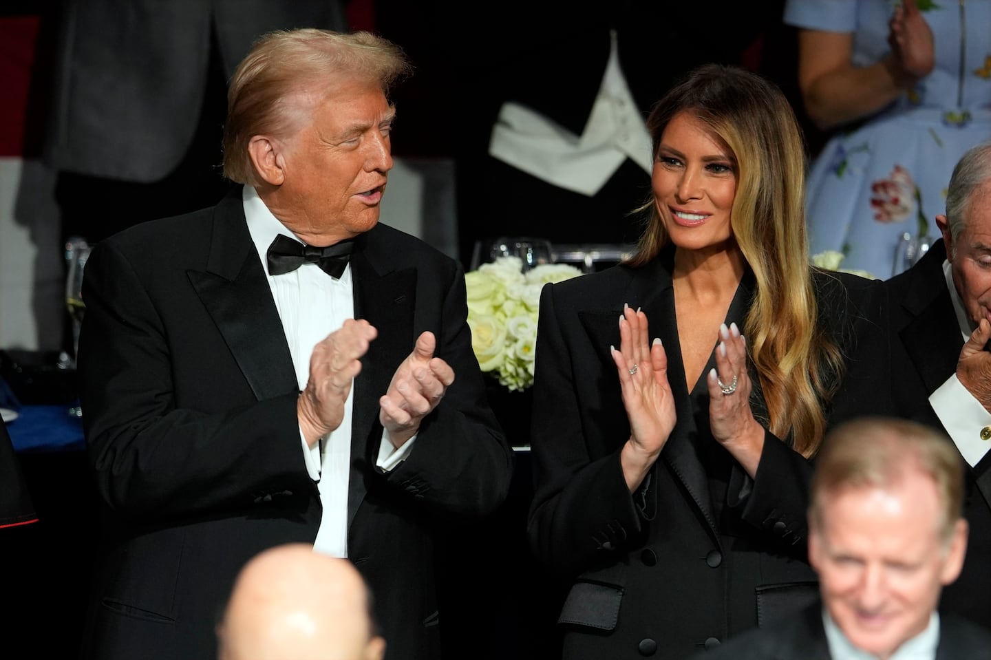 Republican presidential nominee former president Donald Trump and former first lady Melania Trump arrive for the 79th annual Alfred E. Smith Memorial Foundation Dinner, on Oct. 17, in New York.