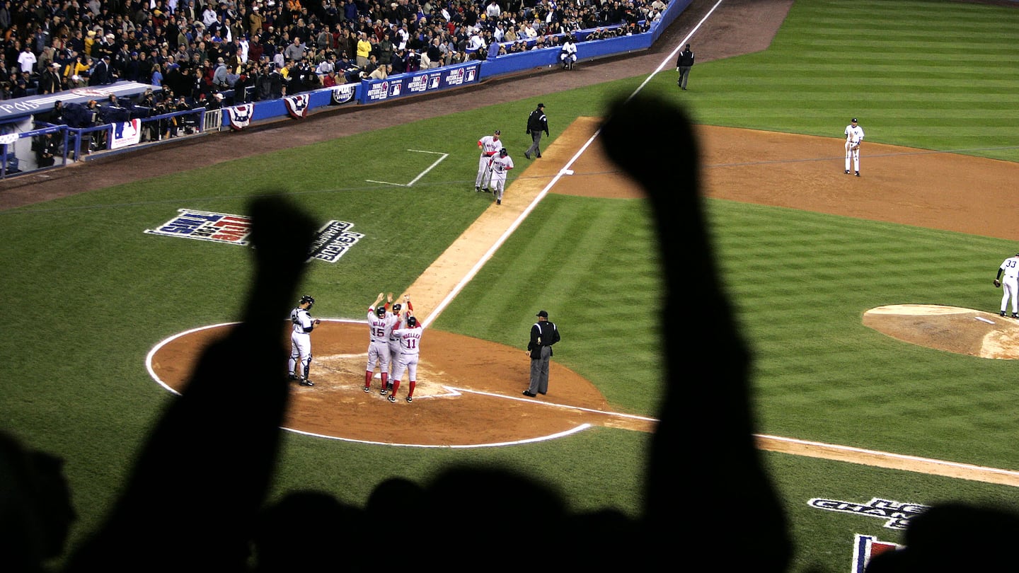 Johnny Damon hit two home runs in Game 7 at Yankee Stadium, including a second-inning grand slam that essentially put the game away.