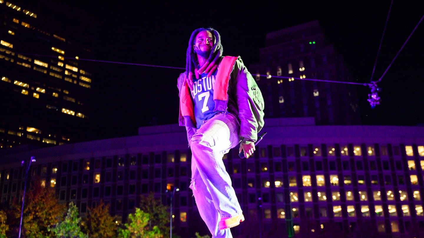 Shaboozey performed at City Hall Plaza Tuesday night.