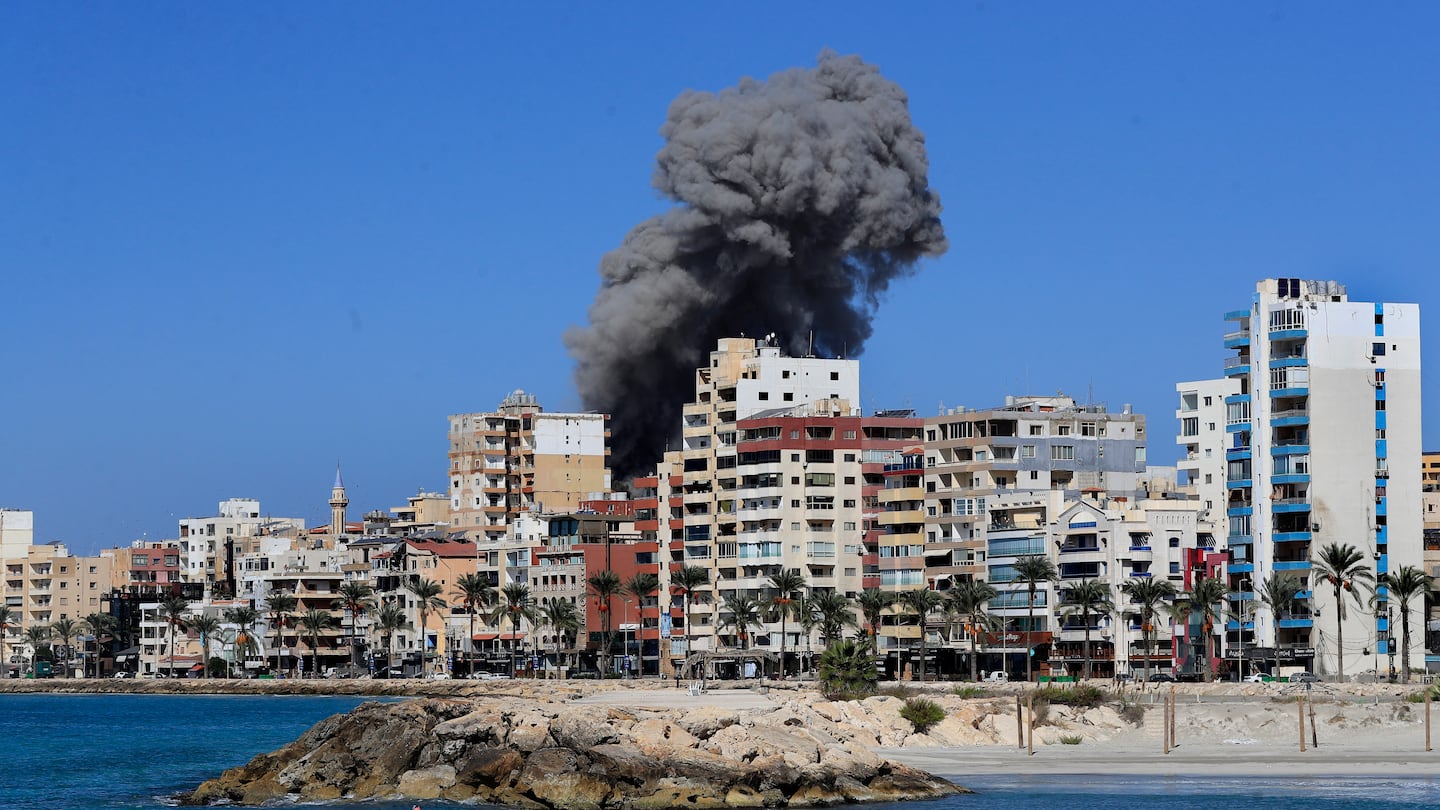 Smoke rose from buildings hit in an Israeli airstrike in Tyre, Lebanon, on Wednesday.