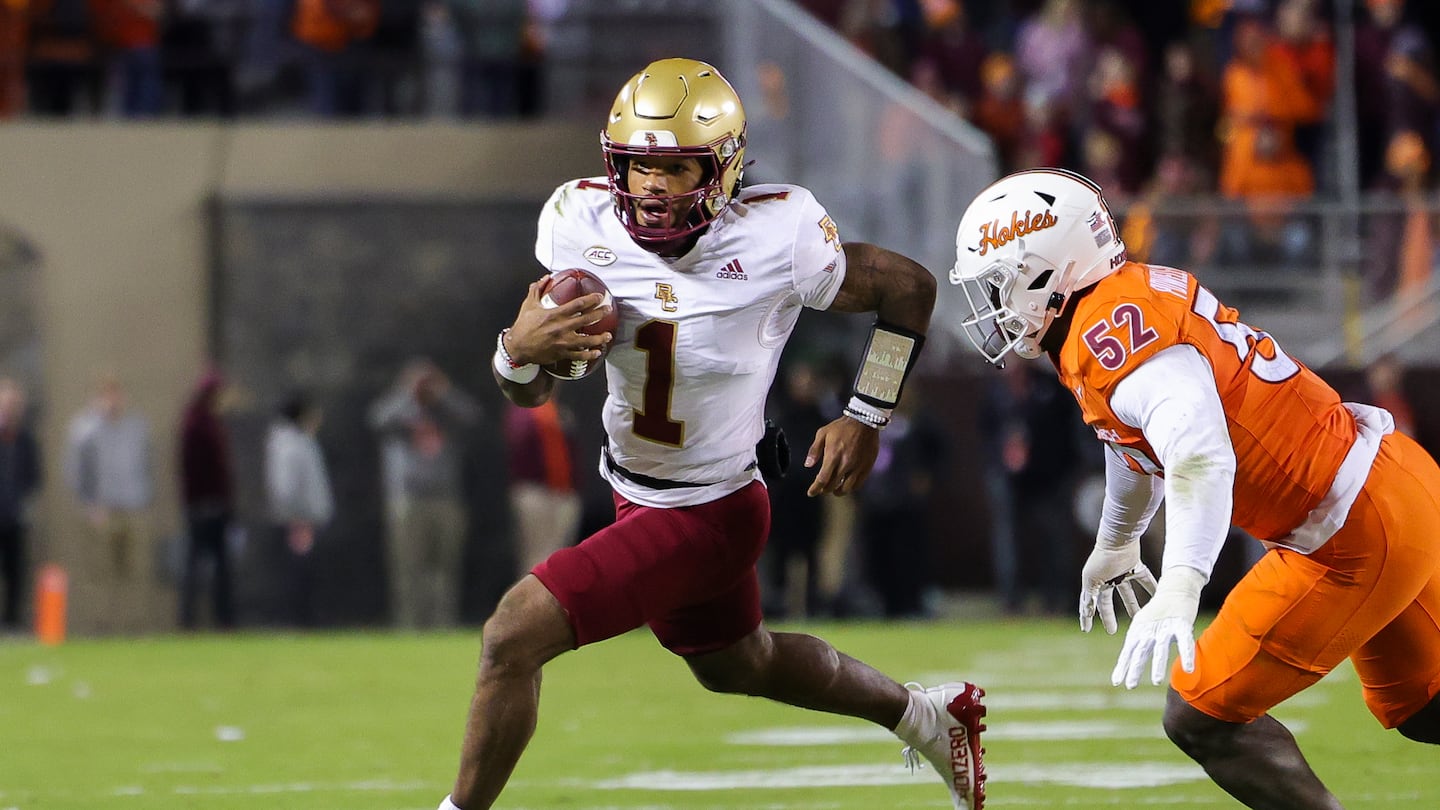 Quarterback Thomas Castellanos (left) had two costly fumbles against Virginia Tech last week.