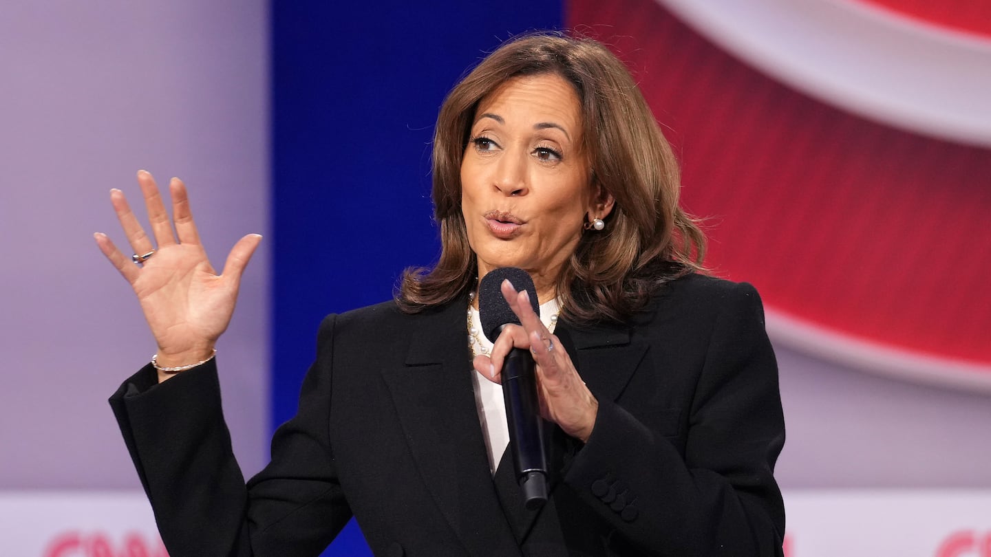 Democratic presidential nominee Vice President Kamala Harris spoke at a CNN Presidential Town Hall at Sun Center Studios on Wednesday in Aston, Penn.