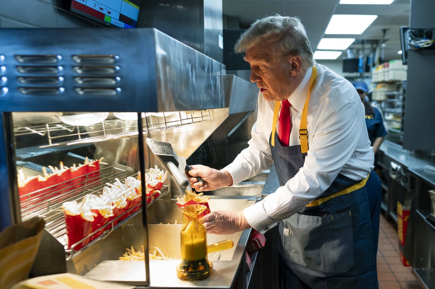 Donald Trump donned an apron at McDonald's, but the restaurant was closed to the public. He shoveled some fries into a red carton, but no one had ordered them. The only “customers” that Trump encountered at the drive-thru window were handpicked Trump supporters.