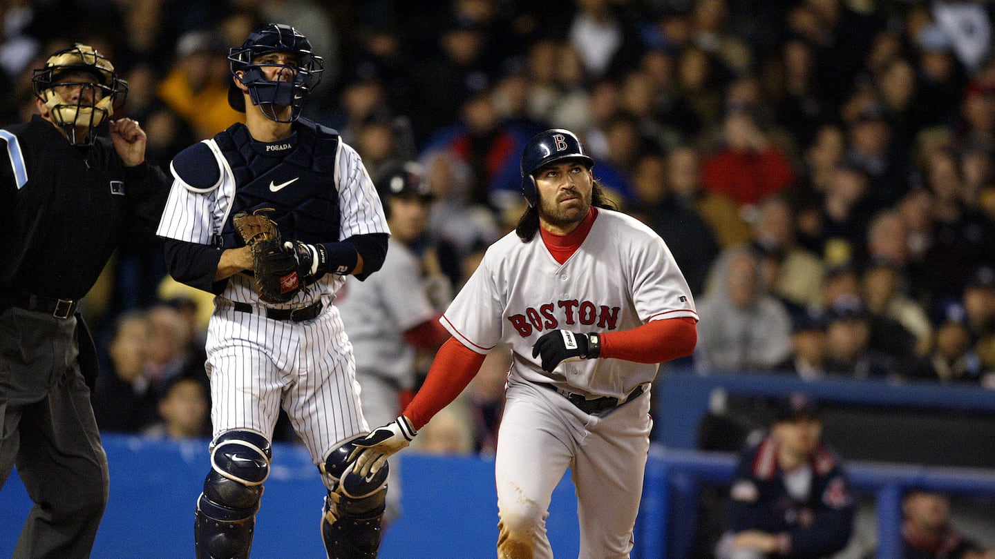 Johnny Damon's second-inning grand slam helped the Red Sox win Game 7 of the 2004 ALCS, completing the comeback from three games down.