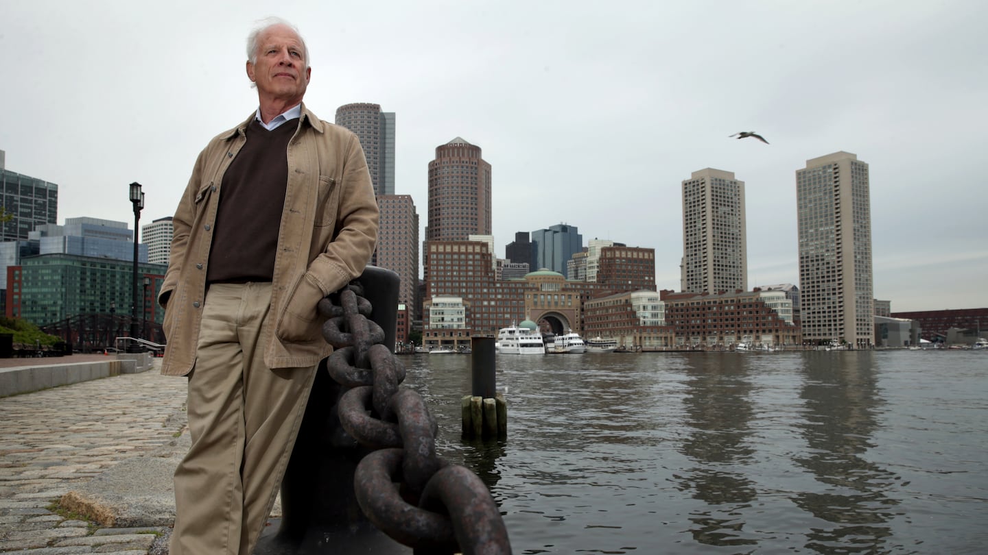 Peter Shelley of the Conservation Law Foundation poses for portrait at Fan Pier overlooking Boston Harbor in Boston, MA on May 24, 2017.