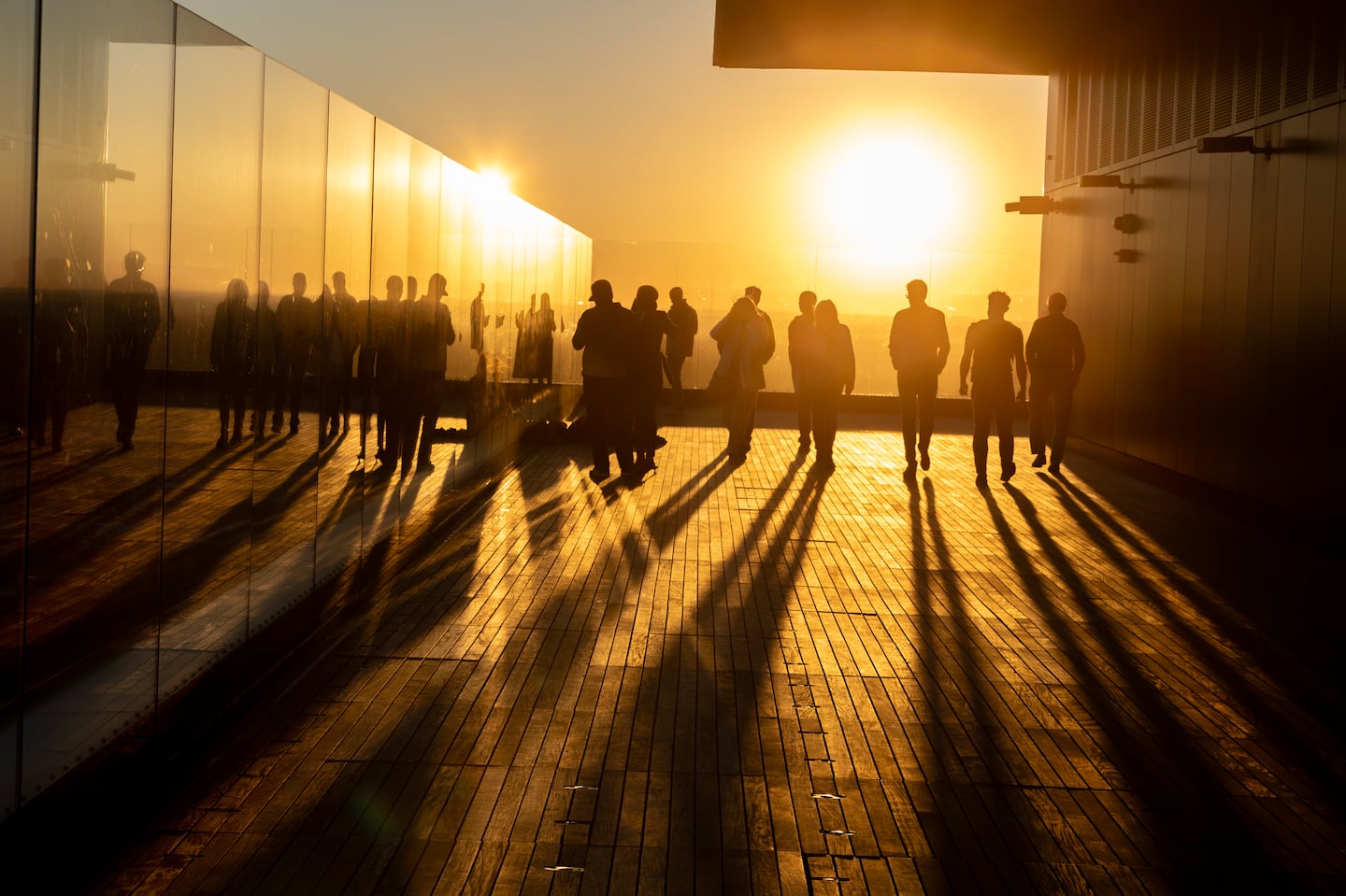 The scene on the open air 51st floor of the Prudential Building's 360-degree observation deck.