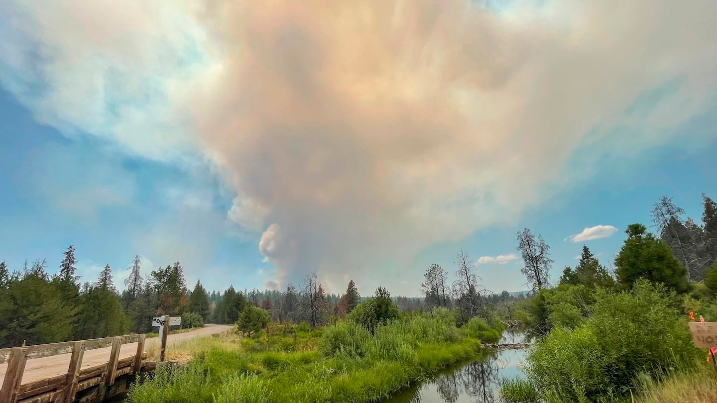 The Bootleg Fire burned behind the Sycan Marsh in southern Oregon on July 17, 2021.