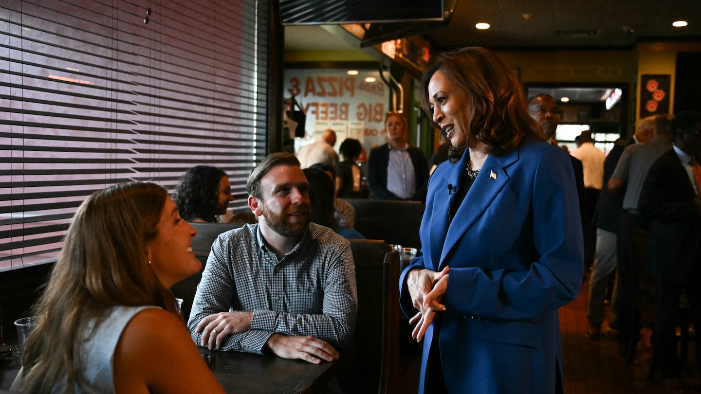 Vice President Harris greeted diners at Primanti Bros. Restaurant and Bar in Moon Township, Pa., on Aug. 18.