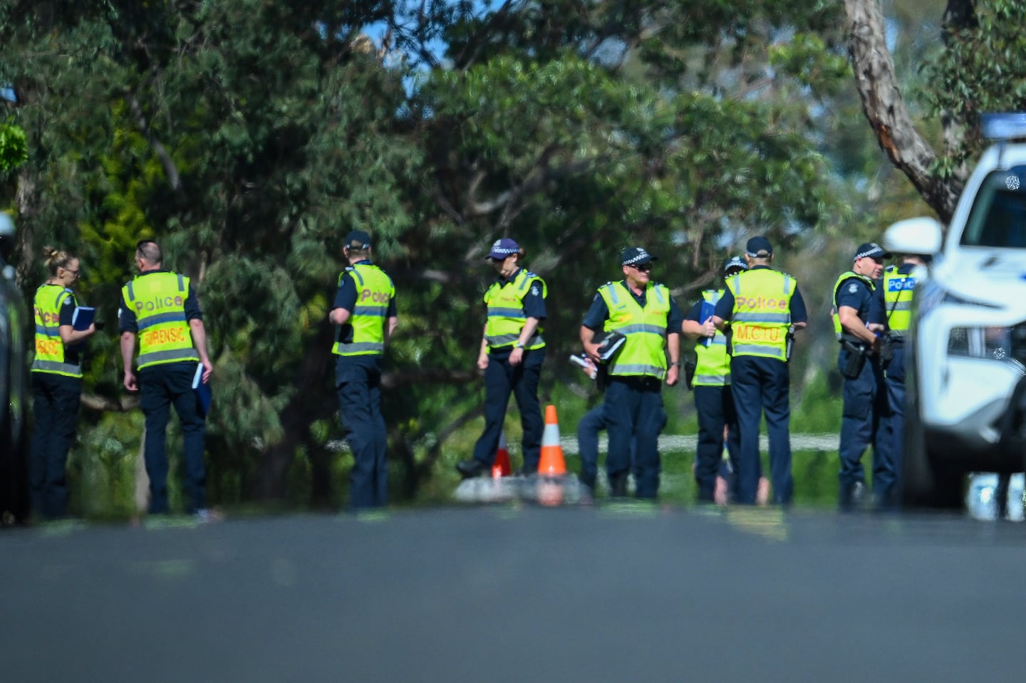 Victoria Police establish a crime scene outside of Auburn South Primary School in Melbourne, Australia, on Oct. 29.