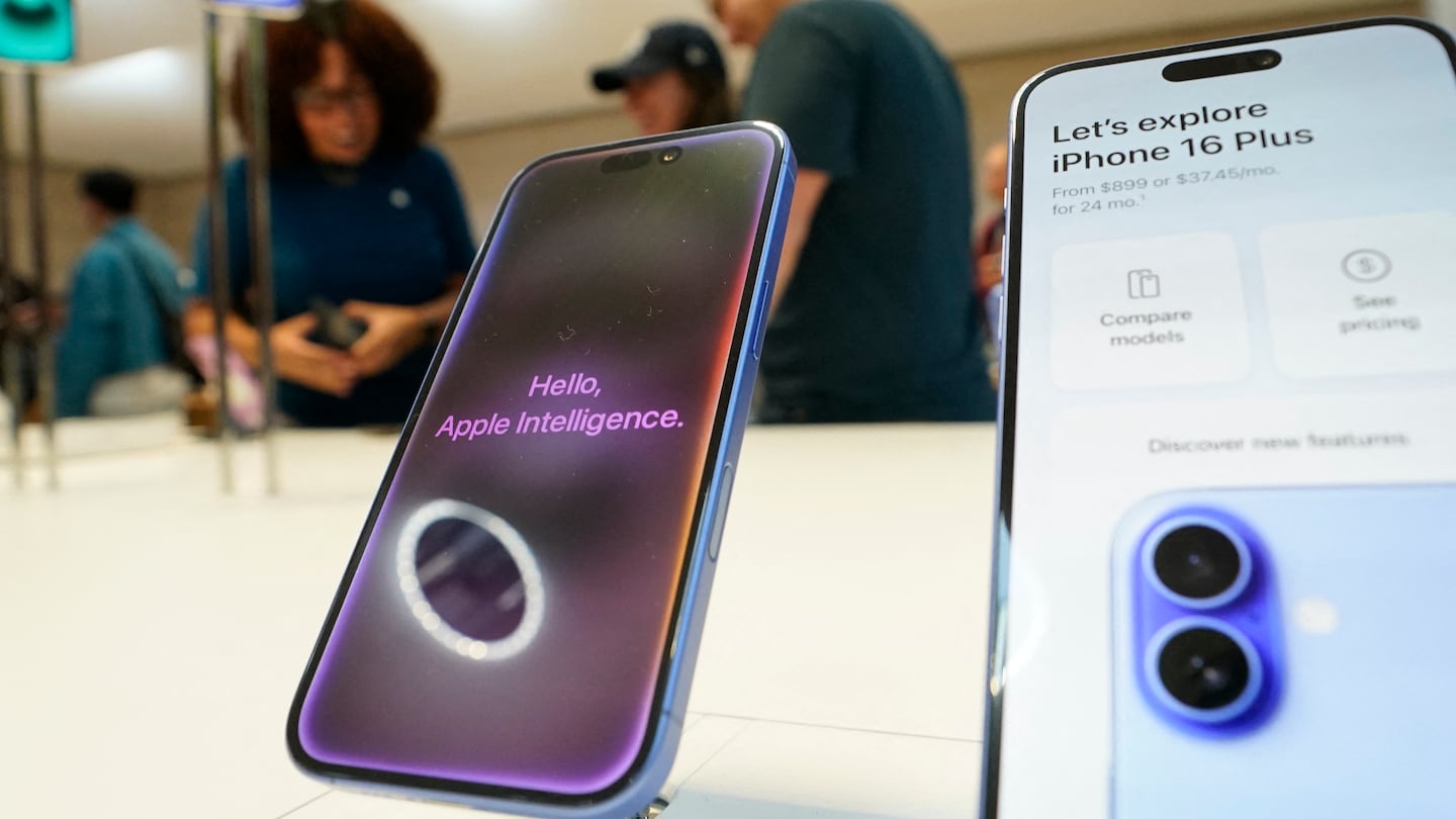 The Apple iPhone 16 on display during the launch on Sept. 20 at the Apple Store in New York.