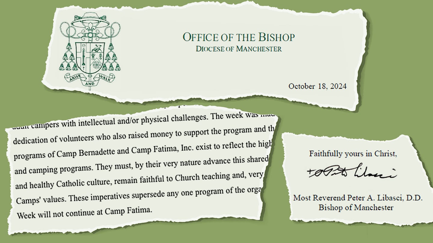 A letter on Oct. 18 from New Hampshire Bishop Peter A. Libasci to "camp family and friends" announced the closure of Camp Fatima.