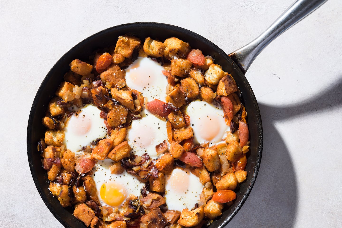 Bread, Bacon, and Tomato Hash