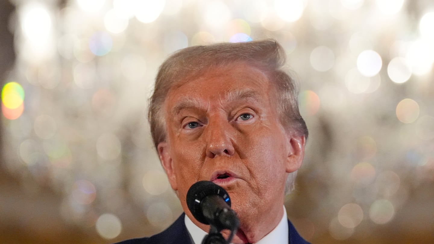 Republican presidential nominee former President Donald Trump speaks during a news conference at his Mar-a-Lago estate, Tuesday, Oct. 29, 2024, in Palm Beach, Fla.