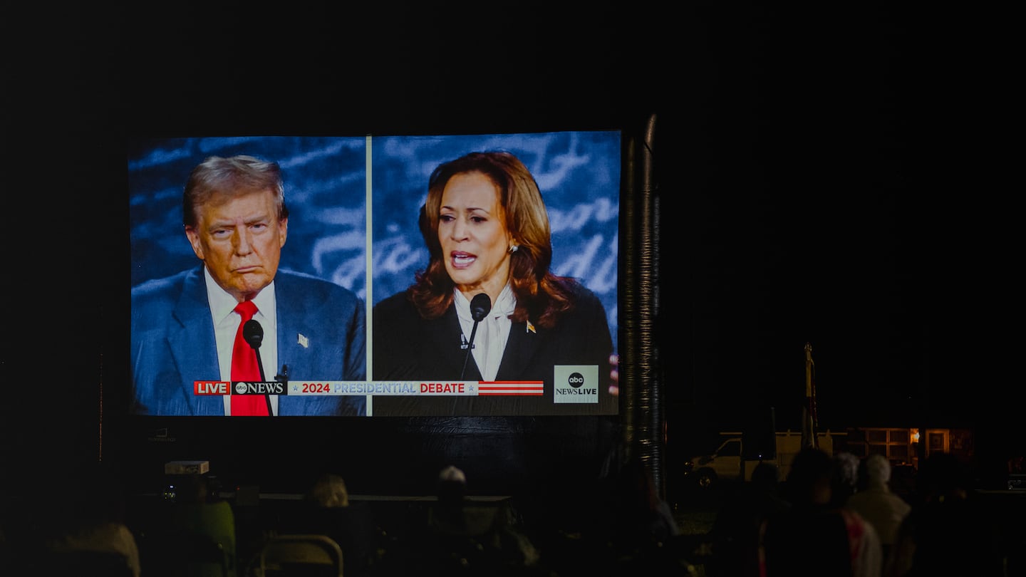 People watched the debate between former president Donald Trump and Vice President Kamala Harris in Abington, Pa., on Sept. 10.