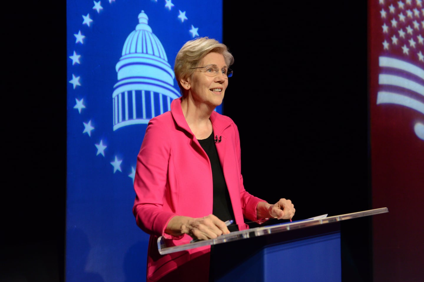 Massachusetts Senator Elizabeth Warren speaks during a debate against Republican challenger John Deaton in October.