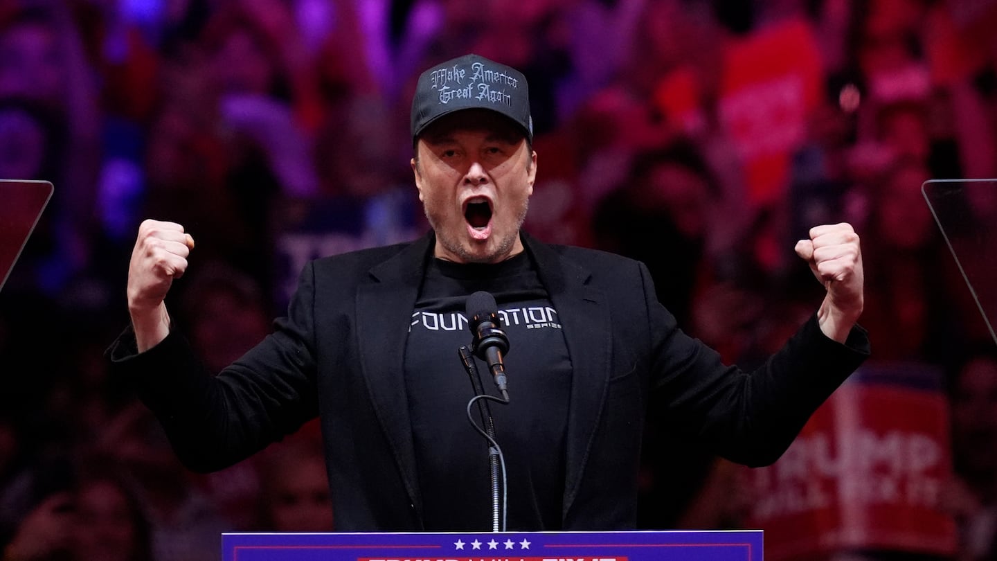 Elon Musk speaks before former president Donald Trump at a campaign rally at Madison Square Garden, Oct. 27, in New York.