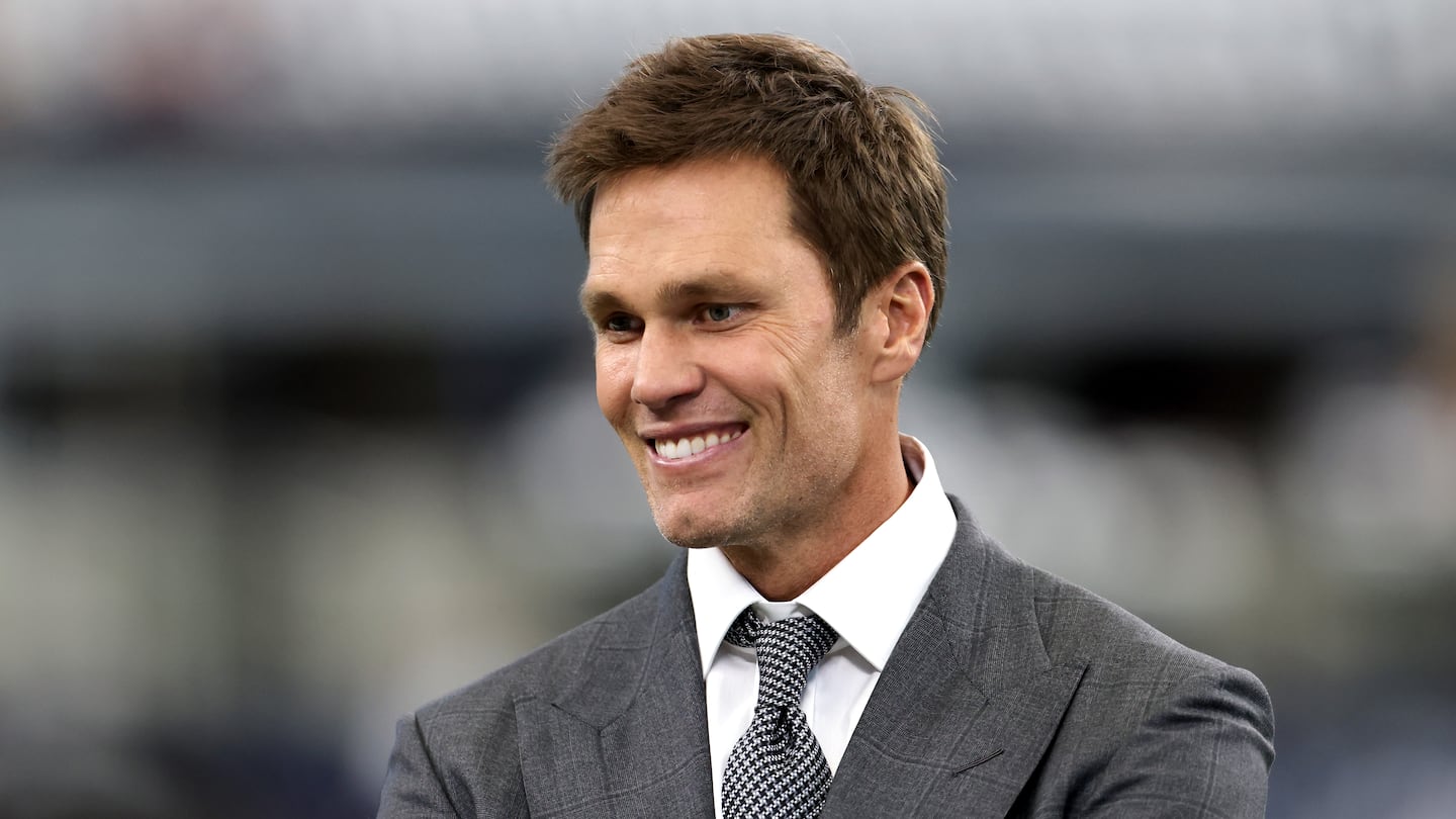 Tom Brady, former NFL quarterback, looks on before the Detroit Lions play the Dallas Cowboys at AT&T Stadium on October 13, 2024 in Arlington, Texas.